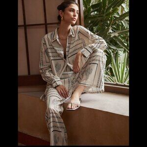 Satin Cactus Print pants Set